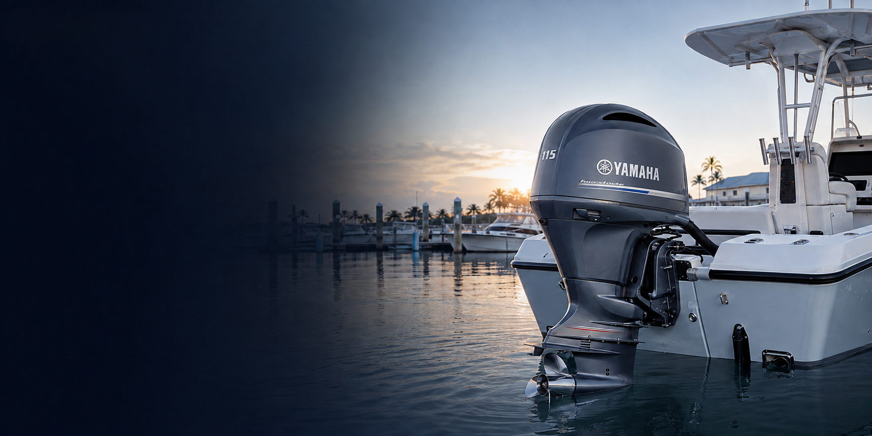 Yamaha 115 horsepower four-stroke outboard mounted on a center-console boat