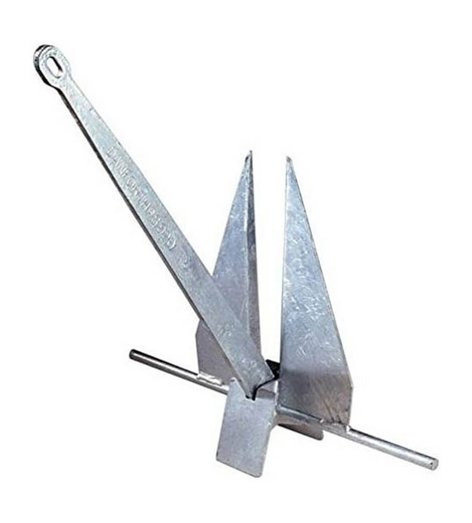How does a fluke-style anchor work Isolated view of a fluke-style anchor, showcasing its design.